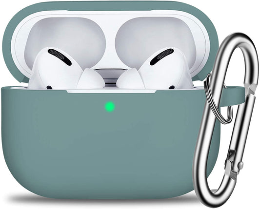 R-Fun Cover with Keychain, Full Protective Silicone Skin Accessories for Women Men Girl with Apple 2019 Latest Airpods Pro Case,Front LED Visible-Pine Green  R-fun   