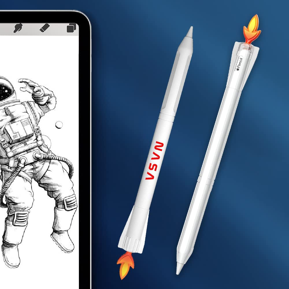 Lowgeeker Compatiable with Apple Pencil 2Nd Generation Case Cover, Protective Durable Soft Silicone Cover Holder Sleeve Accessories for Apple Pencil 2Nd Generation NASA, White  LowGeeker   