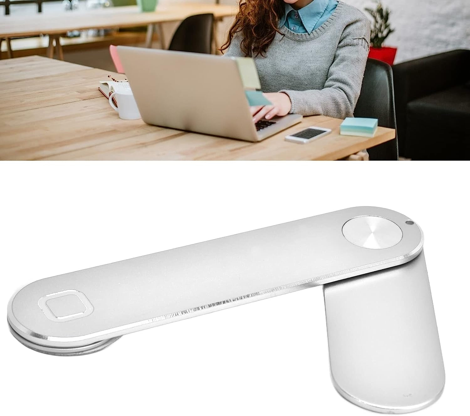 Magnetic Phone Holder for Laptop, Adjustable Phone Monitor Side Mount for Smartphones, for Home Office (Silvery)  Schellen   