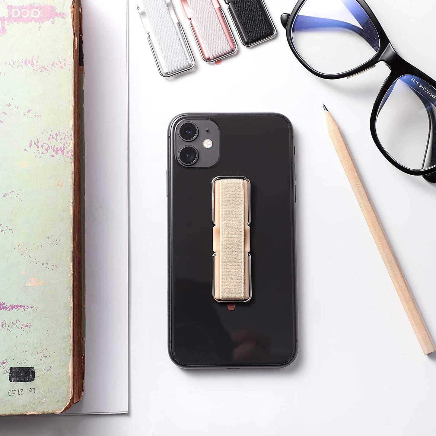 Weewooday 6 Pieces Finger Strap Phone Holders Phone Handle Grip Cell Phone Stand with Kickstand Elastic Phone Finger Holder for Cell Phone Case Small Tablets  Weewooday   