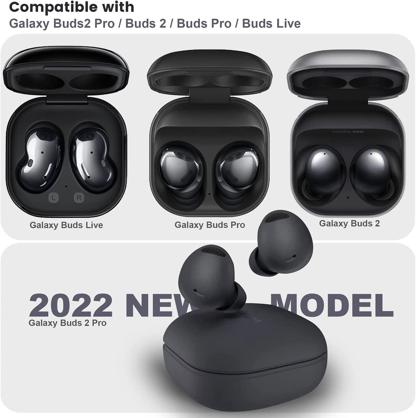 HALLEAST for Galaxy Buds 2 Pro Case 2022/ Galaxy Buds 2 Case 2021/ Galaxy Buds Pro Case 2021/ Galaxy Buds Live Case 2020, TPU Cover Metal Alloy Carrying Case with Carabiner, Black Graphite  HALLEAST   