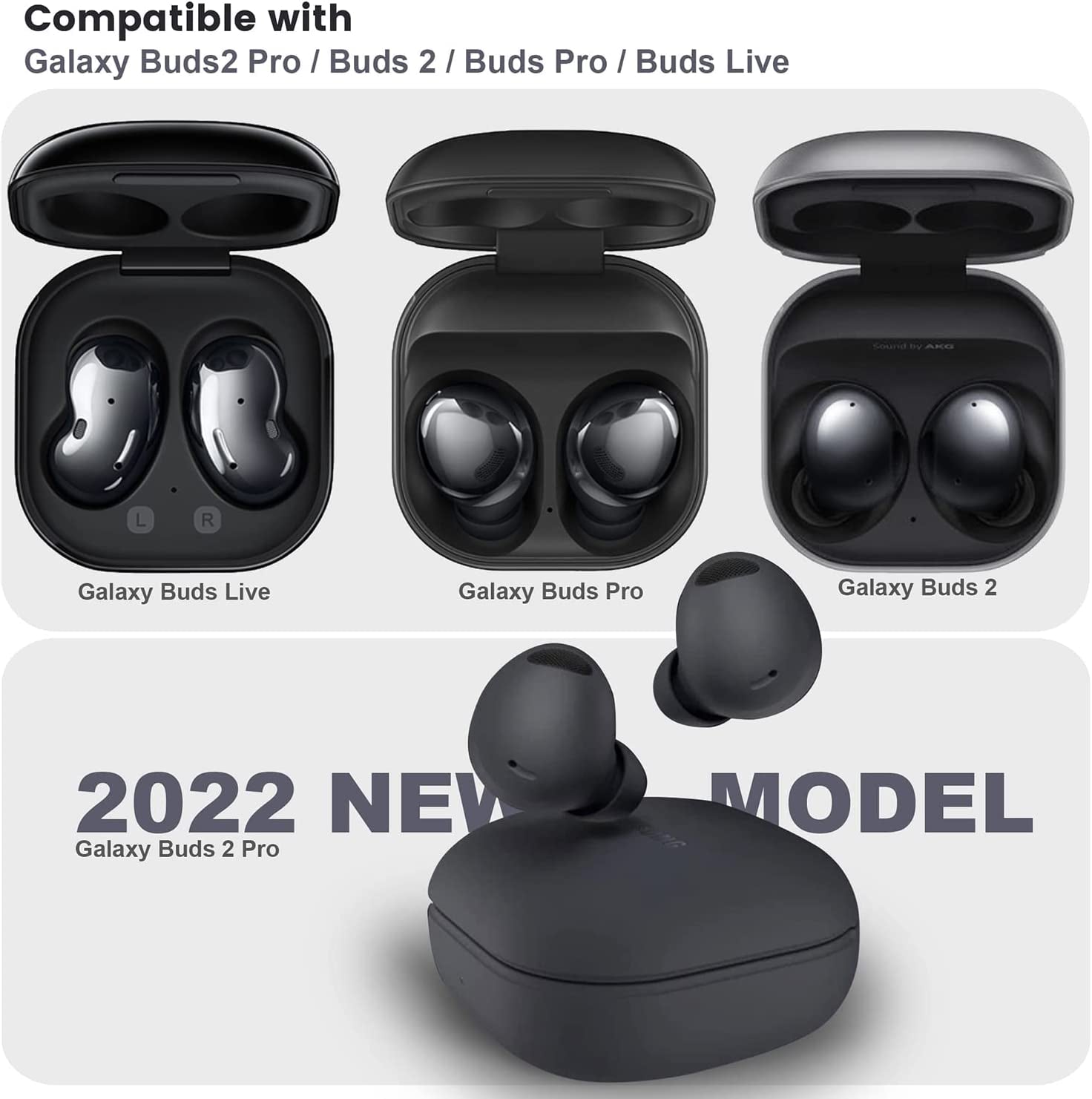 HALLEAST for Galaxy Buds 2 Pro Case 2022/ Galaxy Buds 2 Case 2021/ Galaxy Buds Pro Case 2021/ Galaxy Buds Live Case 2020, TPU Cover Metal Alloy Carrying Case with Carabiner, Black Graphite  HALLEAST   