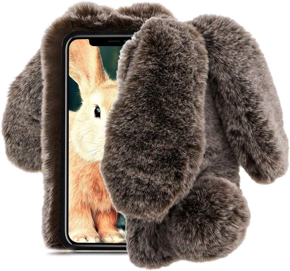 Compatible with Samsung Galaxy Note 20/Note 20 5G Case Rabbit Fur Ball Case Cute 3D Homemade Diamond Winter Warm Soft Furry Fluffy Fuzzy Bunny Ear Plush Purple Phone Case Cover for Girls Women Aearl  Areall Brown Samsung Galaxy Note 20 Ultra/Note 20 Ultra 5G 