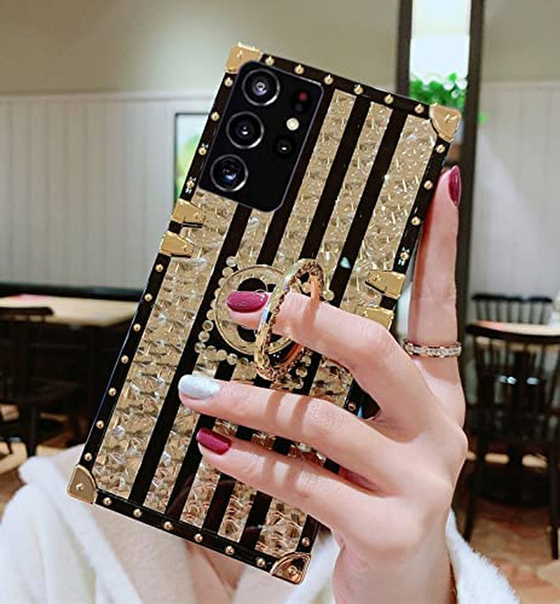 Supshop Note20 for Samsung Galaxy Note 20 5G Case for Women Girl Design with Ring Kickstand,Fashion Cute Bling Diamond Rhinestone Glitter Butterfly Marble Mirror Phone Cover,Purple  SUPSHOP B-Gold For Samsung Galaxy Note20 Ultra 