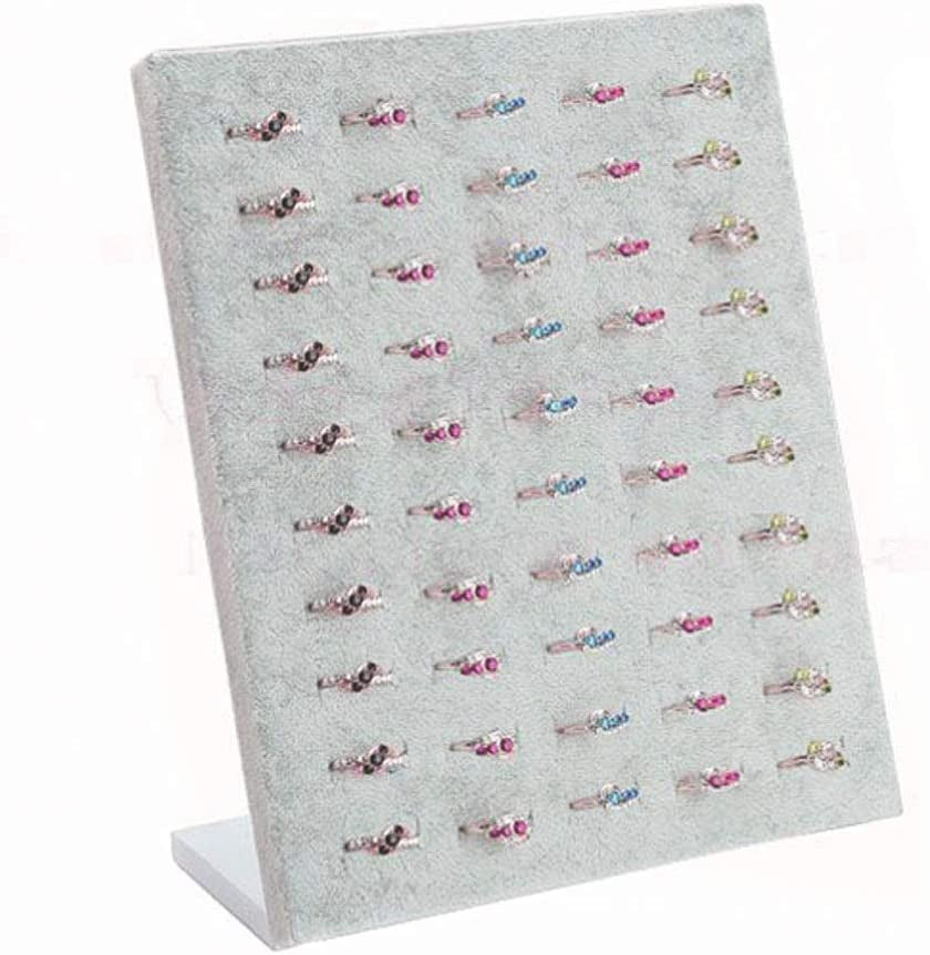 Homeanda Black Velvet L-Shaped 50 Slots Ring Earring Jewelry Display Tray Organizer Holder (L-Shaped 50 Slots-Black)  Homeanda L-Shaped 50 Slots-Grey  