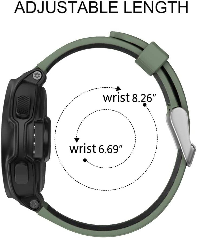 ISABAKE Watch Band for Garmin Forerunner 735Xt/230/220/235/620/630,Compatible with Garmin Approach S20/S5/S6,Soft Silicone Replacement Wristbands with Metal Buckle,One Size (Army Green)  Isabake   