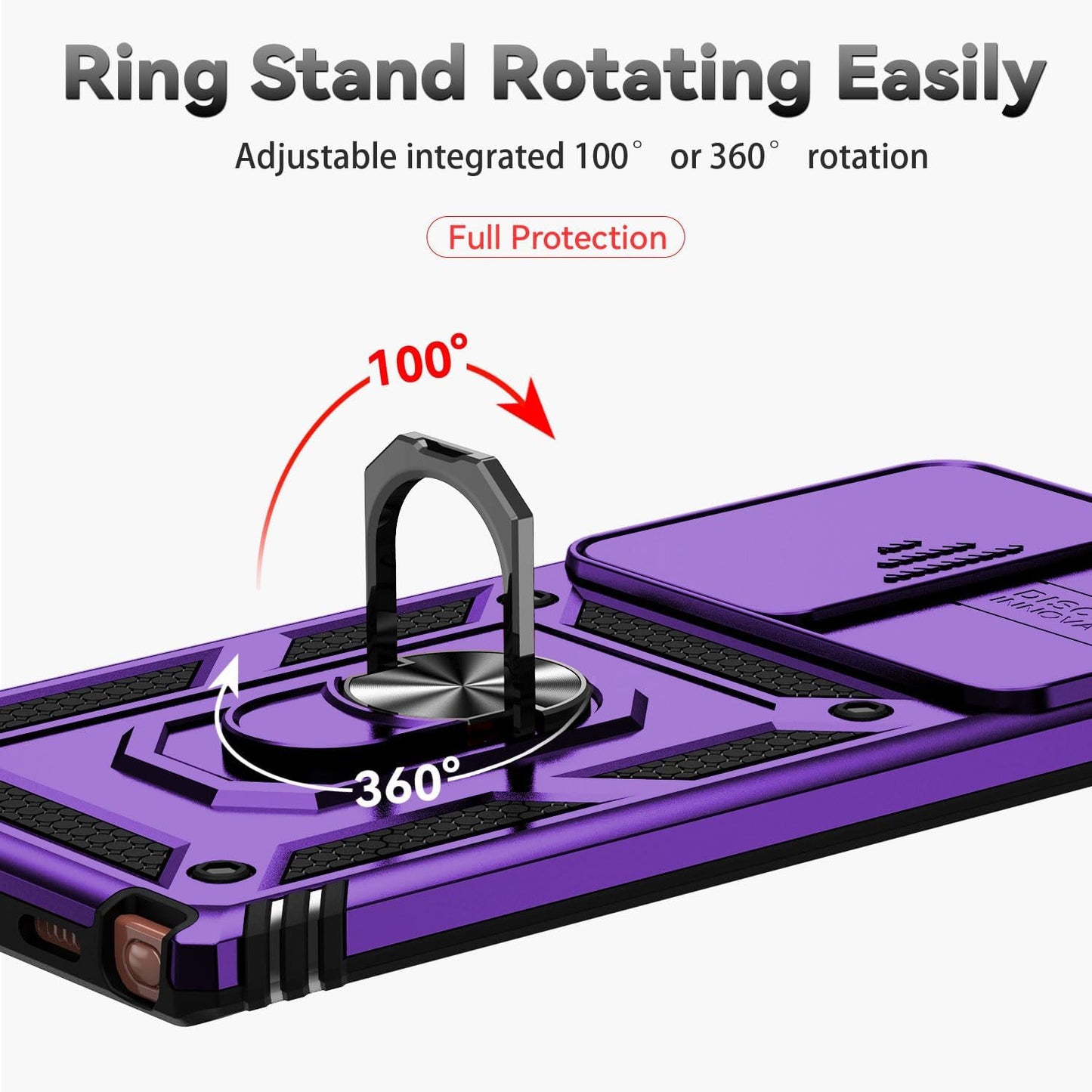 For Samsung Galaxy Note 20 Ultra Case with Camera Lens Cover HD Screen Protector, Military-Grade Drop Tested Magnetic Ring Holder Kickstand Protective Phone Case for Galaxy Note 20 Ultra 5G (Purple)  JINZHI Inc   
