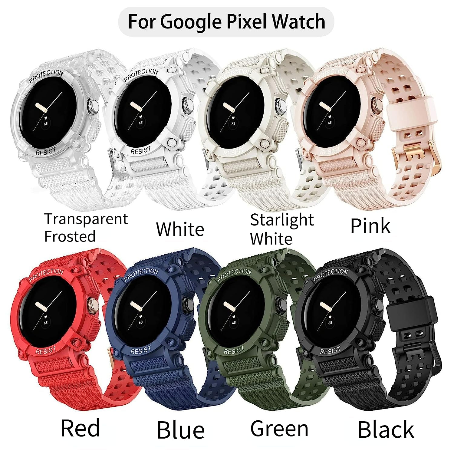 Pixel Watch Band Google Pixel Watch Band Silicone Watch Band Strap Shockproof Replacement Band One-Piece Strap for All-Round Protection Breathable Light Weight (Black)  BODYMART   