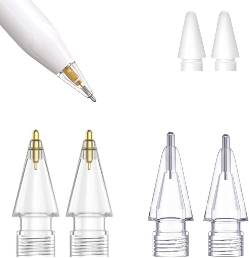 Compatible with Upgraded [Pen like ] Pencil Tips Fits for Apple 2Nd 1St Gen Ipad Pro Pencil, Replacement Ipencil Nibs for Ipad Pro Pencil,No Wear Out Fine Point Precise Control Resistance White&Clear  LOVE MEI   