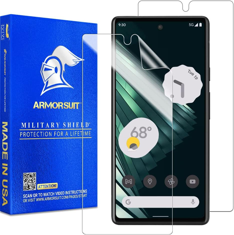 Armorsuit (2 Pack Screen Protector Designed for Google Pixel 6 (6.4 Inch) (2021) Case Friendly Militaryshield HD Clear Film - Made in USA  ArmorSuit Transparent Google Pixel 7 - 6.3 Inch 