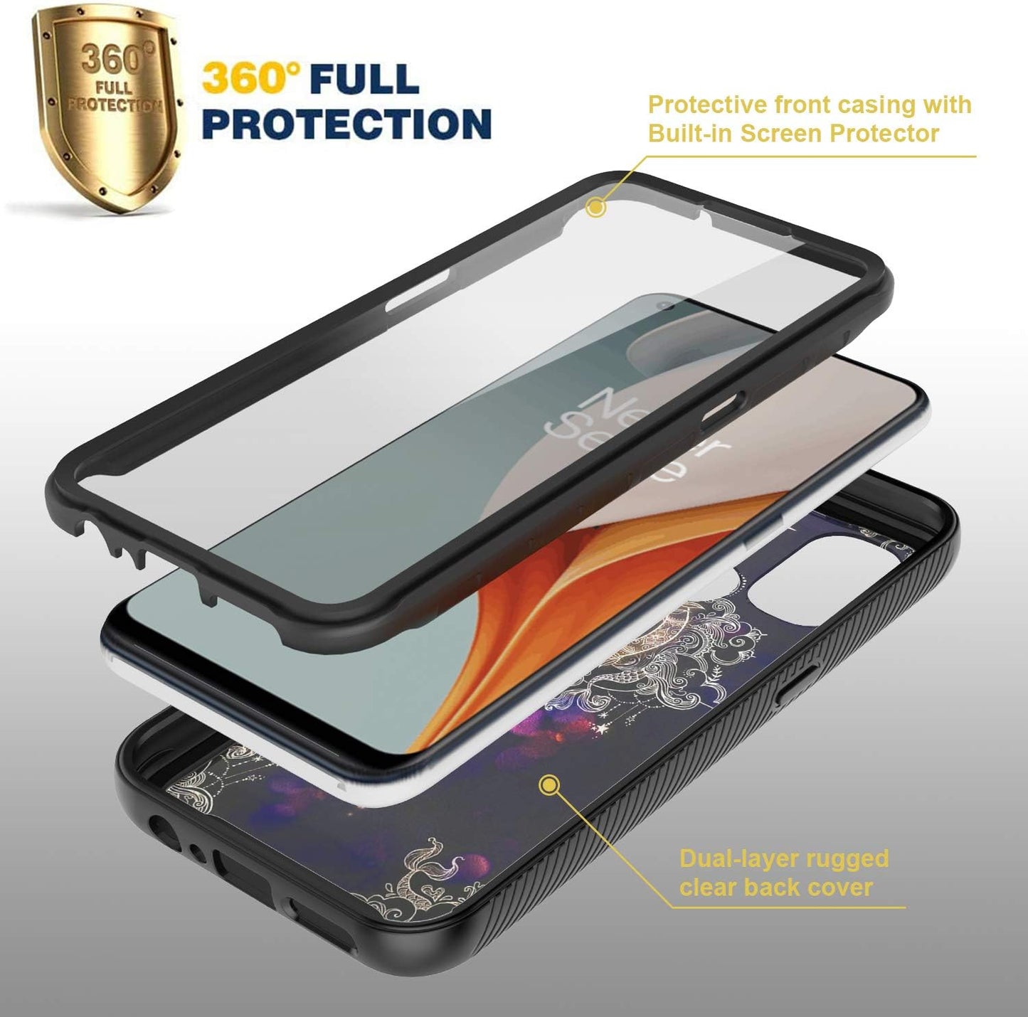 Google Pixel 4A with 5G Case with Built-In Screen Protector, Rosebono Hybrid Graphic Design Pattern Hard Back Pannel Cover 360 Protection Case for Google Pixel 4A with 5G (Wiccan)  Rosebono Fashion   