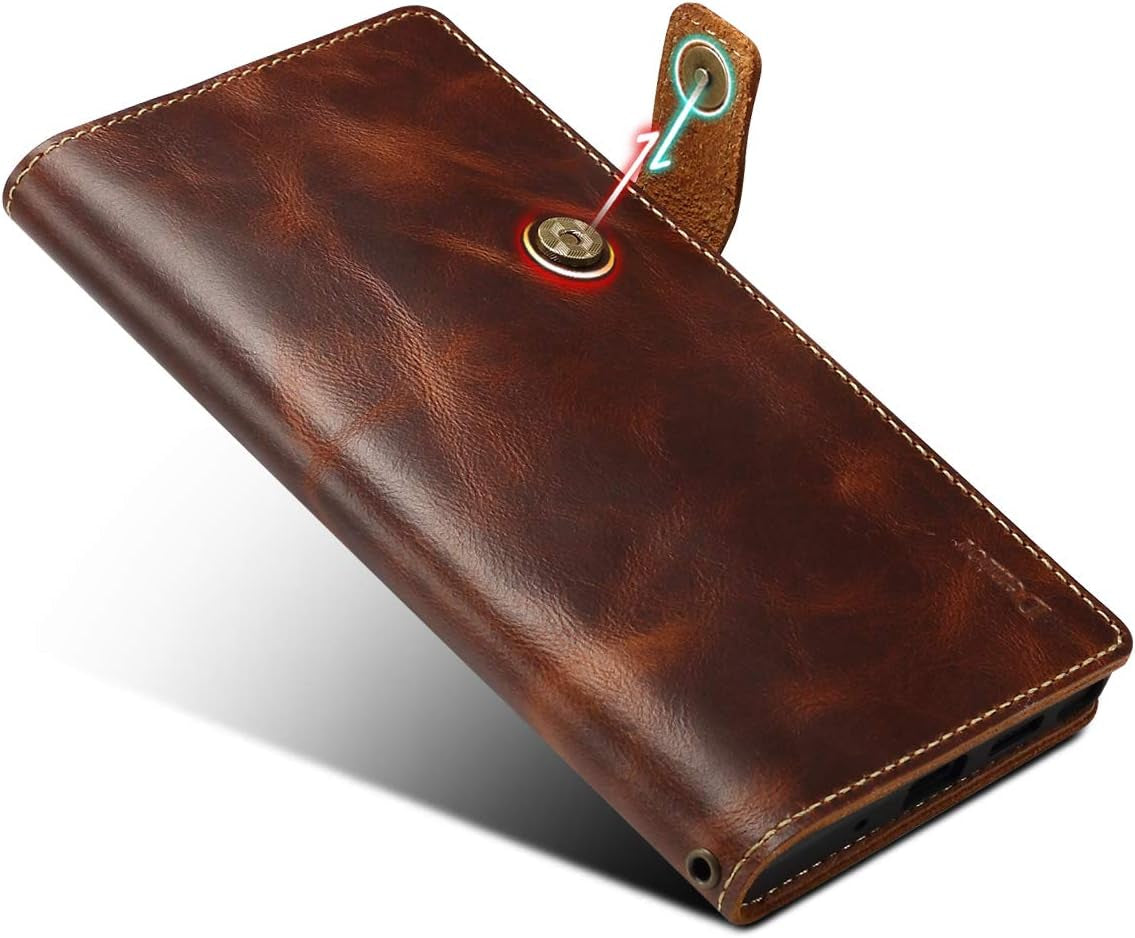 Kowauri Galaxy Note 20 Ultra Case, Magnet Snap Type Genuine Leather Wallet Case with Hand Strap [Card Holder] Stand Flip Cover Case for Samsung Galaxy Note 20 Ultra 5G 6.9 Inch (Brown)  Kowauri   