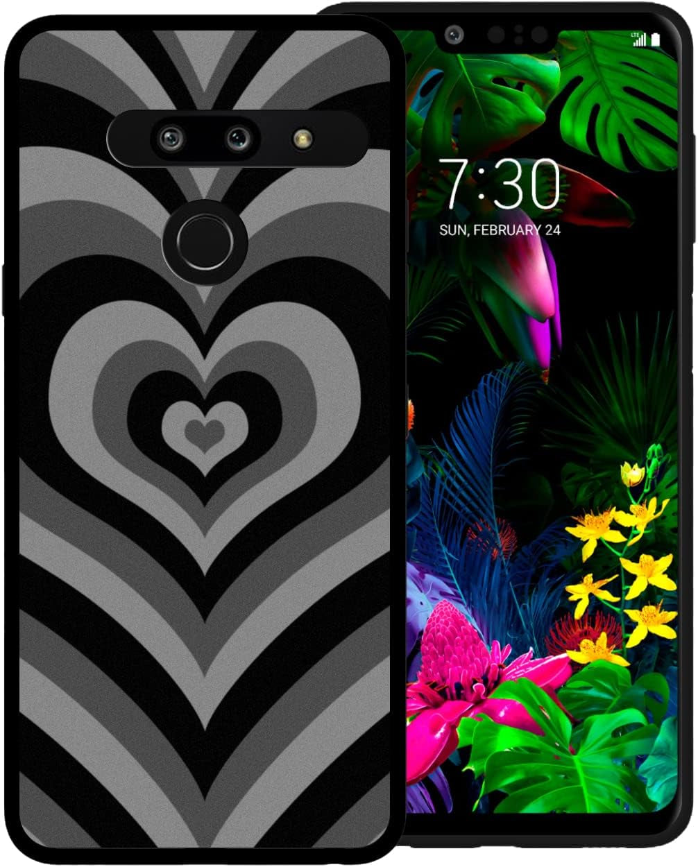 Zaztify Compatible with LG G8 Thinq, Black Heart Tunnel Center Love Swirl Cute Pattern Shockproof Protective Anti-Slip Thin Slim Soft Phone Case Cover Shell  zaztify   