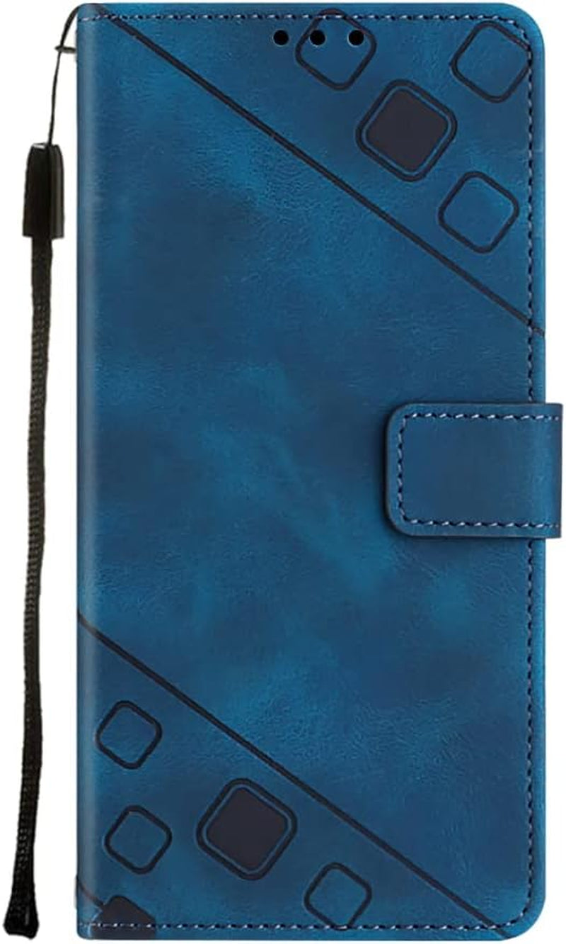 NVWA Compatible with Sony Xperia 1 V Case Wallet with Credit Card Slots Kickstand Wrist Strap and Long Lanyard Blue Leather Crossbody Protective Cover with Embossed Design  NVWA Blue Google Pixel 7A 