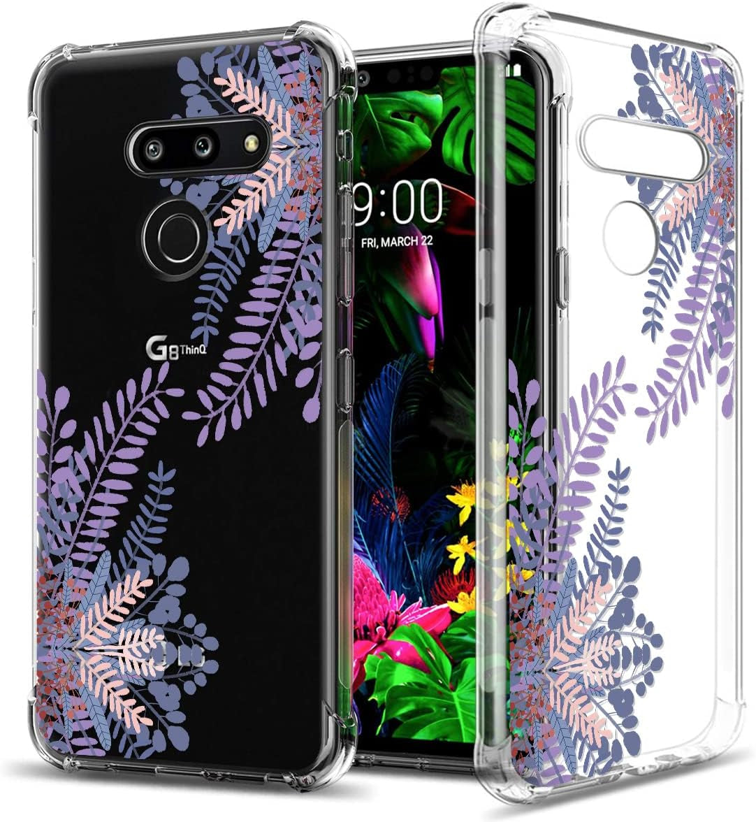 GREATRULY Floral Clear Pretty Phone Case for LG G8 Thinq (2019 Release) for Women Girls,Flower Design Transparent Slim Soft Drop Proof TPU Bumper Cushion Silicone Cover Shell,Fl-K  GREATRULY Fl-31 Clear Only For Lg G8 Thinq 