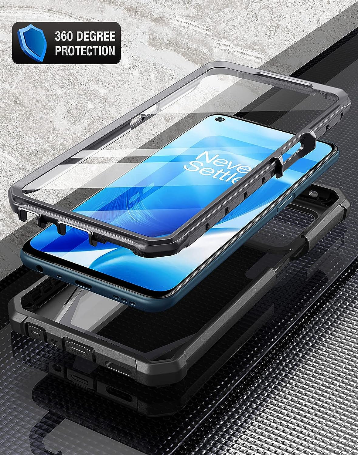 Poetic Guardian Series Case Designed for Oneplus Nord N200 5G, Full-Body Hybrid Shockproof Bumper Cover with Built-In Screen Protector, Black  Poetic   