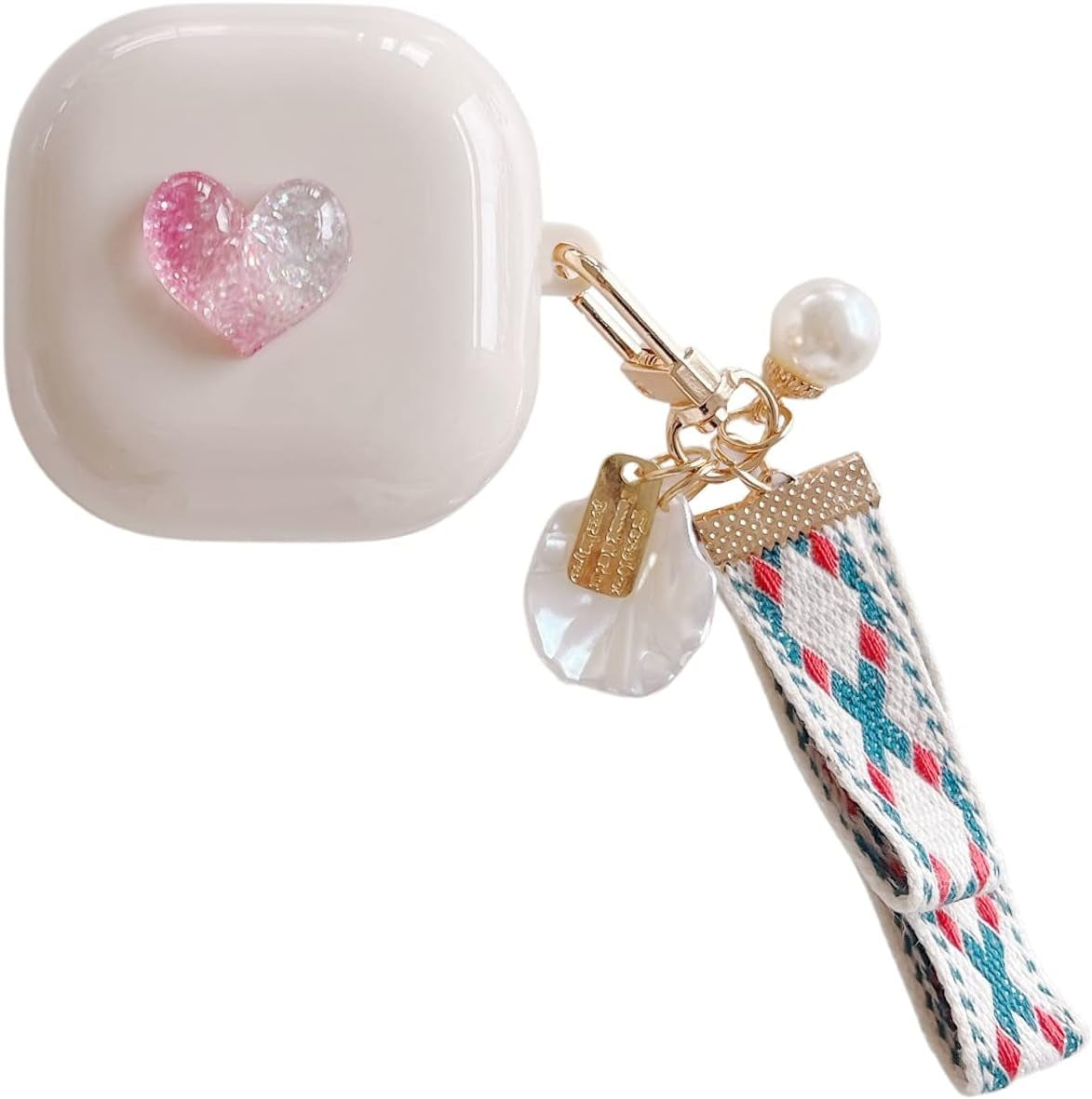 CASEVERSE Case for Samsung Galaxy Buds2 Pro/Buds 2 /Buds Pro/Buds Live with Pendant, Cute Funny Bear Protective Hard PC Headphones Covers  CASEVERSE Heart 3  