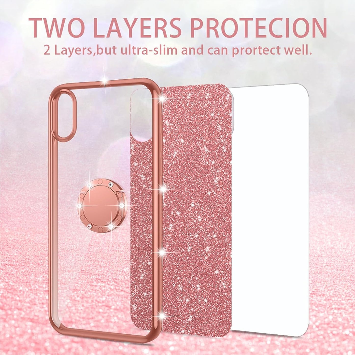 Nancheng for Oneplus Nord N30 5G Case (2023), Phone Case for Nord N30 5G 5G Women Glitter Cute Luxury Soft TPU Silicone Clear Cover with Stand Bumper Shockproof Full Body Protection Case - Rose Gold  nancheng   