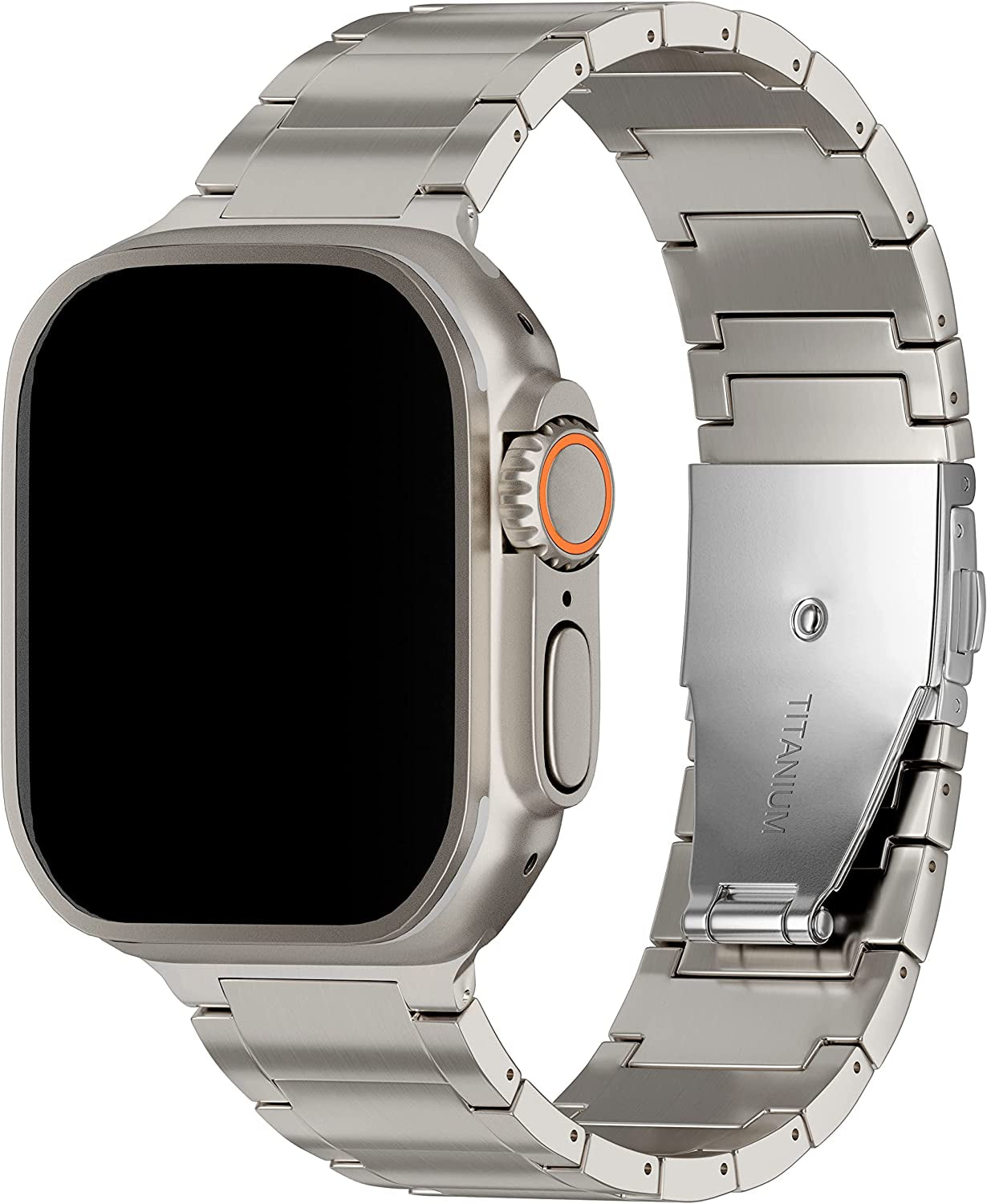 LDFAS Compatible for Apple Watch Ultra Band 49Mm Titanium Metal Solid Link Bracelet Bands Replacement for Iwatch Strap Compatible for Apple Watch Series 8/7 45Mm 44Mm Band, Silver Gray  LDFAS   