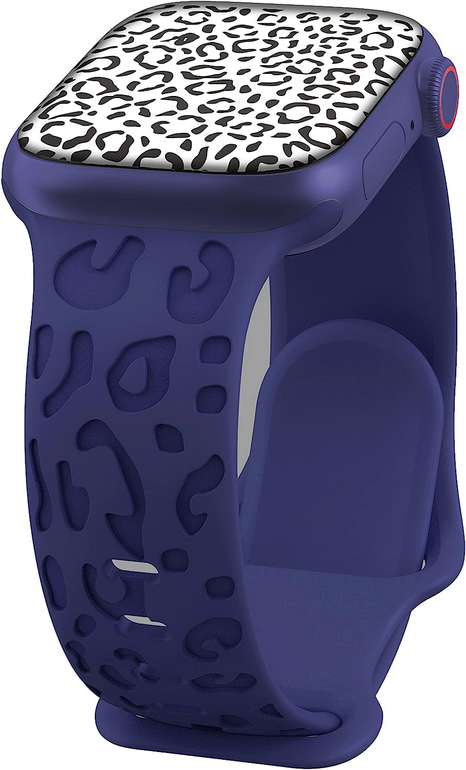 Kingofkings Leopard Engraved Band Compatible with Apple Watch Band 38Mm 41Mm 40Mm 44Mm 45Mm 49Mm 42Mm Women Men, Comfortable Cheetah Silicone Sport Bands for Iwatch Series 8 7 6 5 4 3 2 1 SE Ultra  KingofKings Navy Blue 42mm/44mm/45mm/49mm 