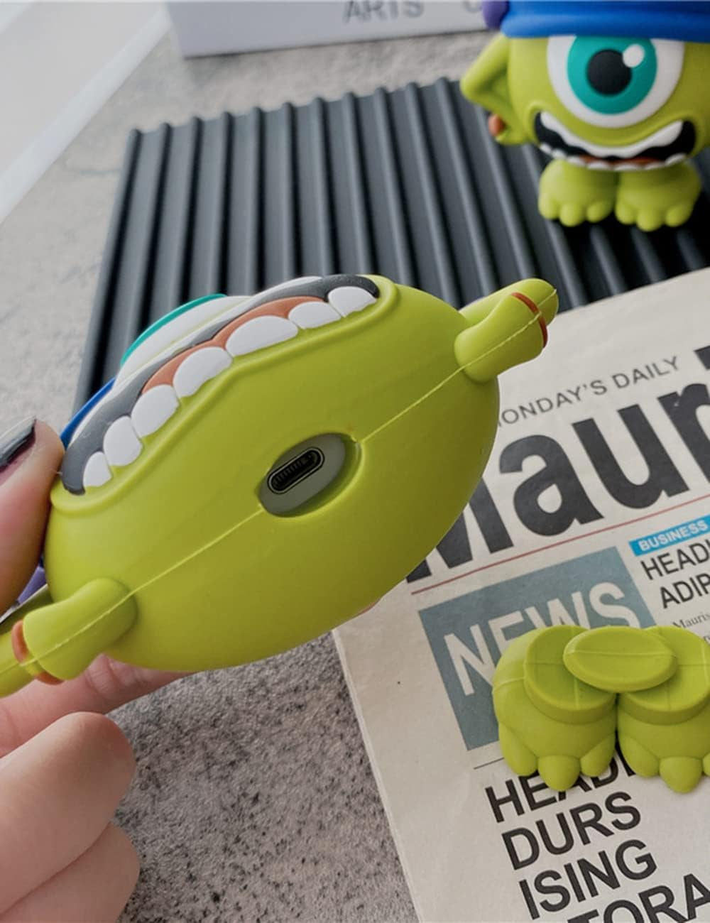 Cartoon Case Compatible with Apple Airpods Pro Case Cover Silicone Shockproof 3D Cute Kawaii Protective Case Anti-Fall Headphone Case for Airpod Pro Case (Airpods Pro, Green Monster)  FirstCorn   