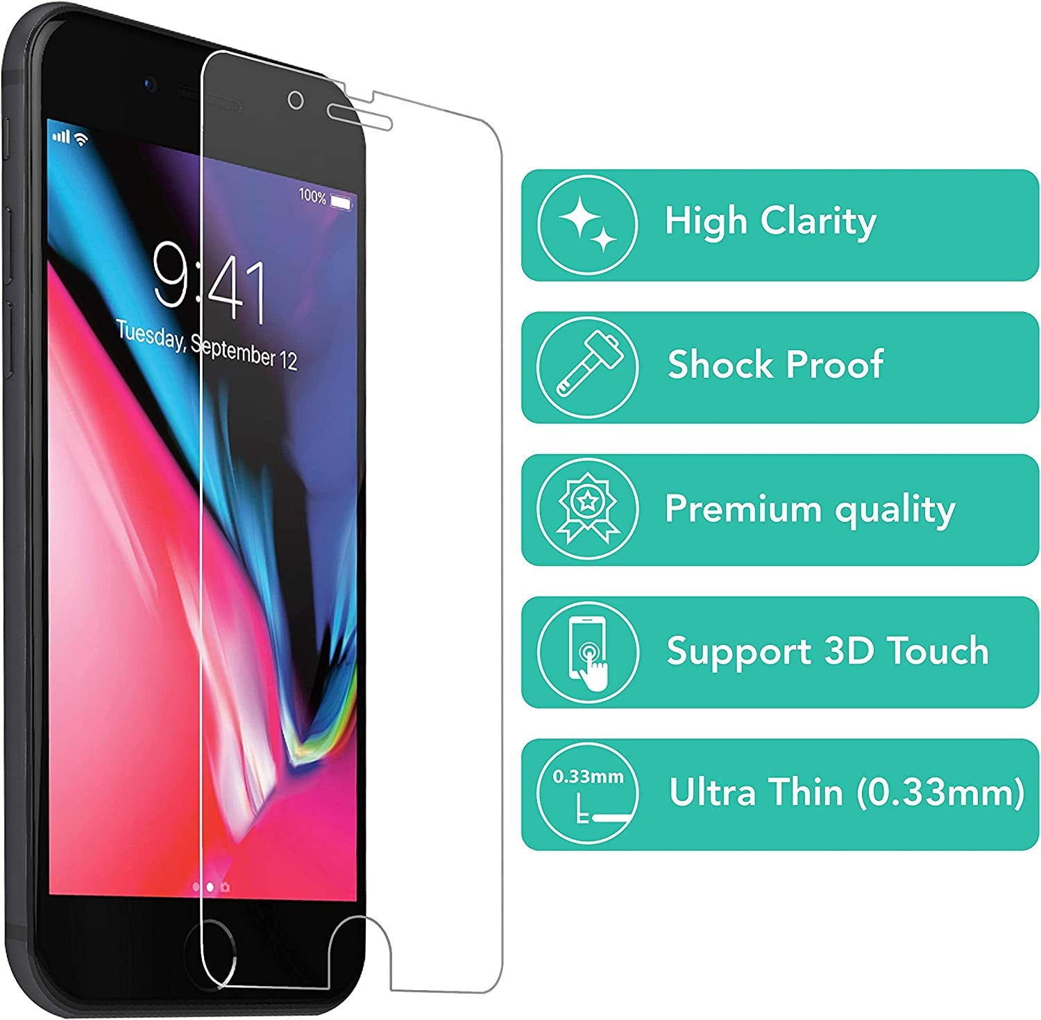 Isoul [4 Pack] Screen Protector for Iphone SE 3/2 (2022/2020)/ 8/7/6S/6 Tempered Glass Film 9H HD, 2.5D Edge 4.7 Inch [3D Touch] [Compatible with Apple SE Iphone 2Nd 3Rd Gen]  iSOUL   