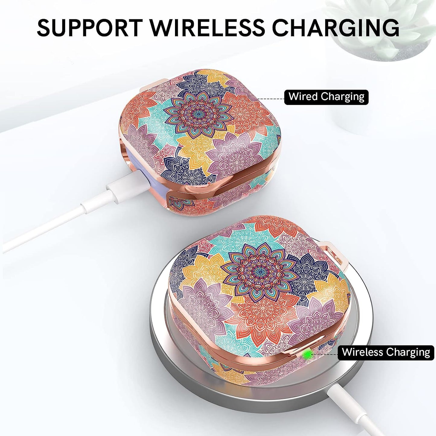 Delidigi for Galaxy Buds 2 Pro Case (2022) / Galaxy Buds Pro Case (2021) / Galaxy Buds 2 Case/Galaxy Buds Live Case Stylish Hard TPU Shockproof Case Cover for Women Girls Samsung Earbuds (Mandala)  Delidigi   