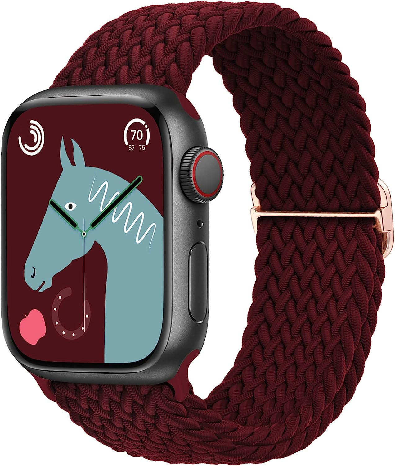 Transjoy Braided Stretchy Adjustable Watch Band for Apple Watch Band 38Mm 40Mm 41Mm 42Mm 44Mm 45Mm for Women Men, Soft Nylon Elastic Straps Solo Loop Wristbands for Iwatch Series 8 7 6 SE 5 4 Ultra  TransJoy Red Wine 42MM/44MM/45MM/49MM 