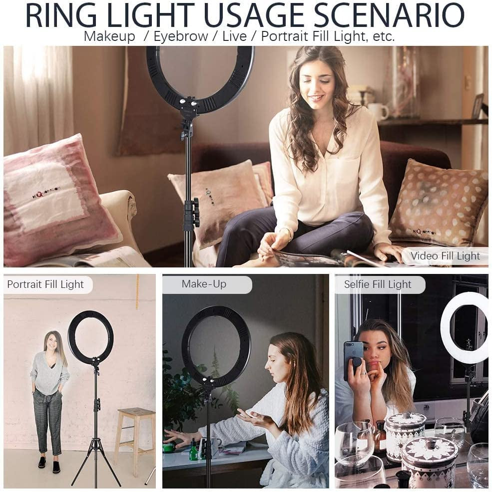 Zomei 18" Ring Light with Stand Dimmable LED Ring Light Bi-Color Selfie Halo Ring Light for Phone with Phone, Makeup Selfie Photography Ring Light for Youtube Video Shoot  ZOMEi   