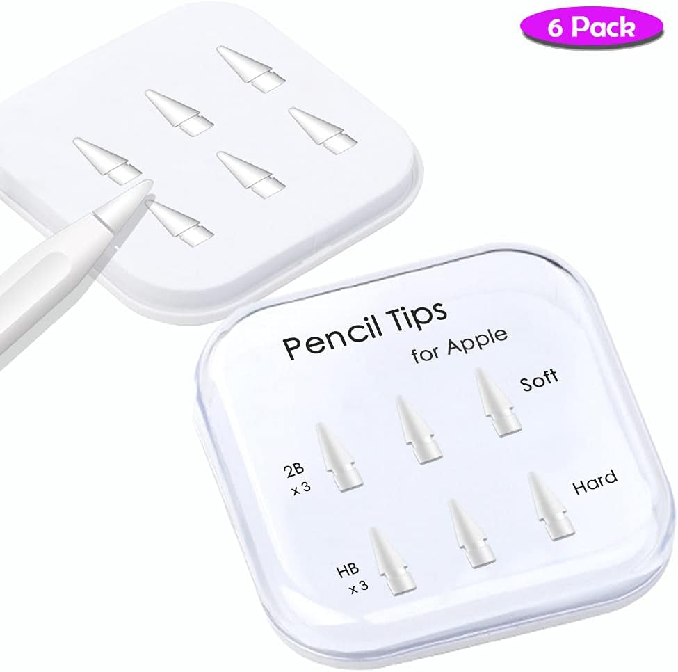 Pencil Tips for Apple Pencil 1St / 2Nd Generation & Logitech Crayon - Soft and Hard, Double Layered Ipad Pencil Tip, Used for 3 Years - 6 Pack  Peilinc   