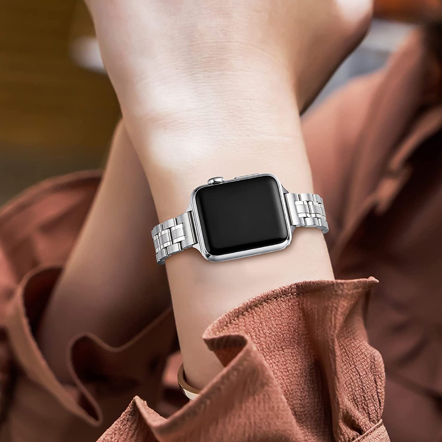 STIROLL Thin Replacement Band Compatible for Apple Watch 38Mm 40Mm 41Mm 42Mm 44Mm 45Mm 49Mm, Stainless Steel Metal Wristband Women Men for Iwatch Ultra SE Series 8/7/6/5/4/3/2/1(Silver,38Mm/40Mm/41Mm)  STIROLL   