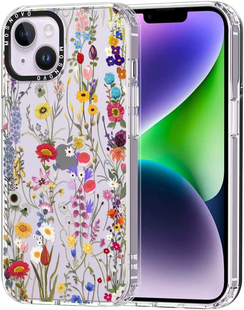 MOSNOVO Compatible with Iphone 14 Case, [Buffertech 6.6 Ft Drop Impact] [Anti Peel off Tech] Clear TPU Shockproof Bumper Phone Case Cover with Evil Eyes Designed for Iphone 14 6.1"  MOSNOVO Wildflower  