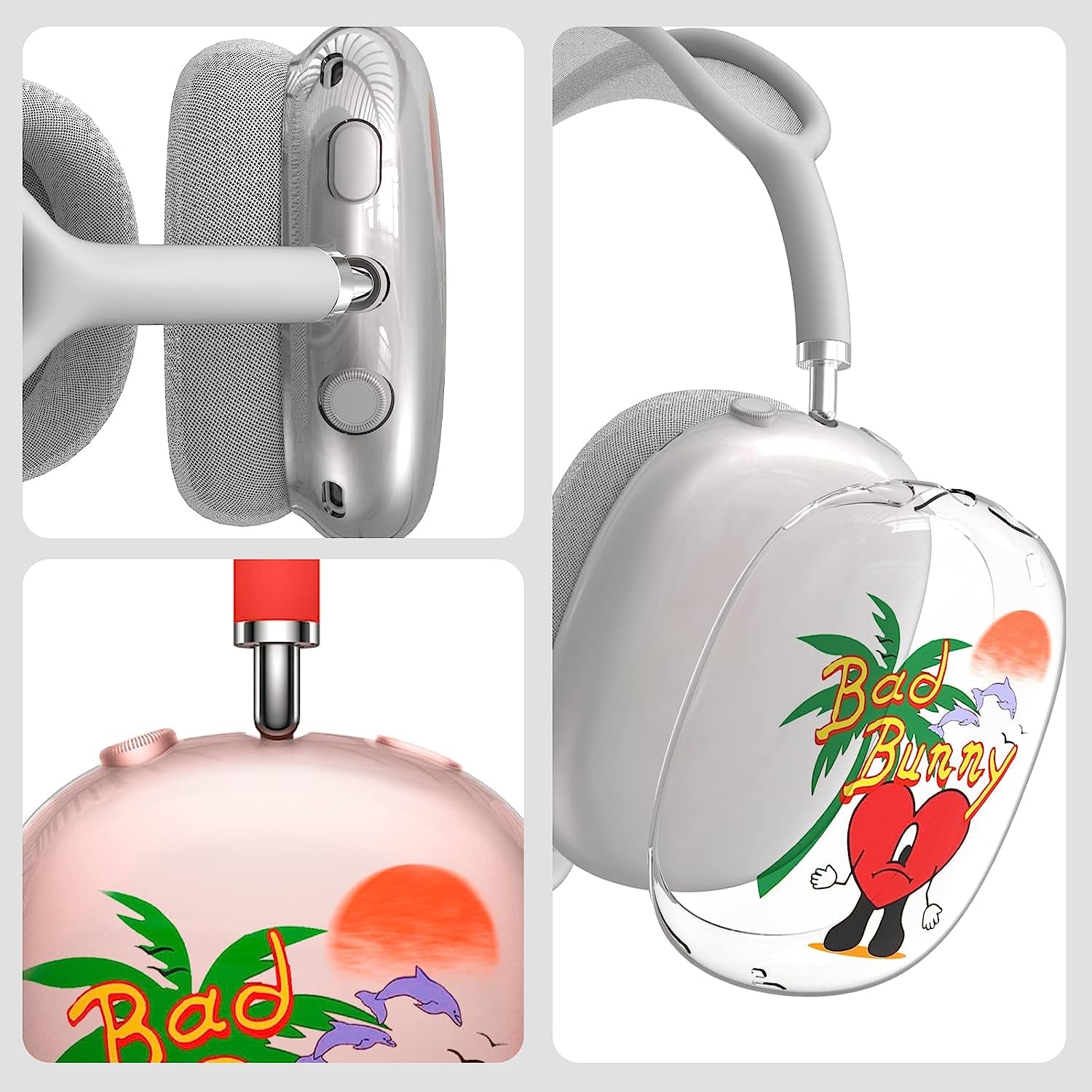 Clear Bad Funny Bunny Design Airpods Max Case,Soft Silicone TPU Protective Cover Accessories Compatible with Apple Airpods Max for Teens Boys Girls  AIBEAMER   