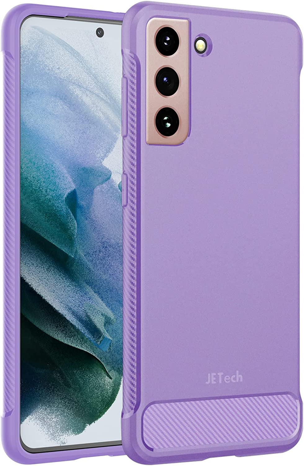 Jetech Slim Fit Case Compatible with Samsung Galaxy S21 5G 6.2-Inch, Thin Phone Cover with Shock-Absorption and Carbon Fiber Design (Black)  JETech Light Purple  