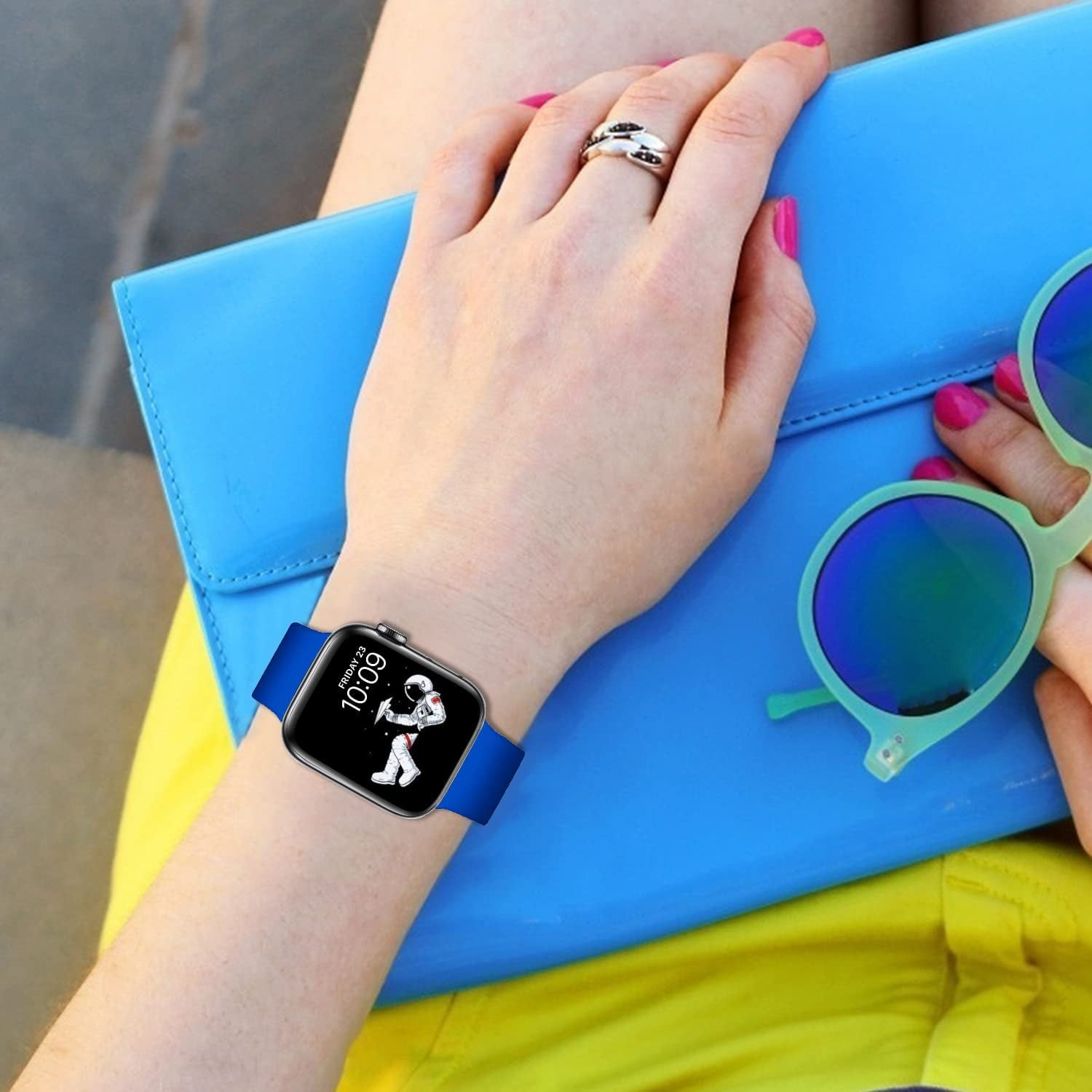 STG Sport Watch Band Compatible with Apple Watch Band 38Mm 40Mm 41Mm 42Mm 44Mm 45Mm 49Mm, Soft Silicone Replacement Sport Strap Compatible for Iwatch Ultra SE Series 8/7/6/5/4/3/2/1 (42Mm/44Mm/45Mm/49Mm, Klein Blue)  STG   