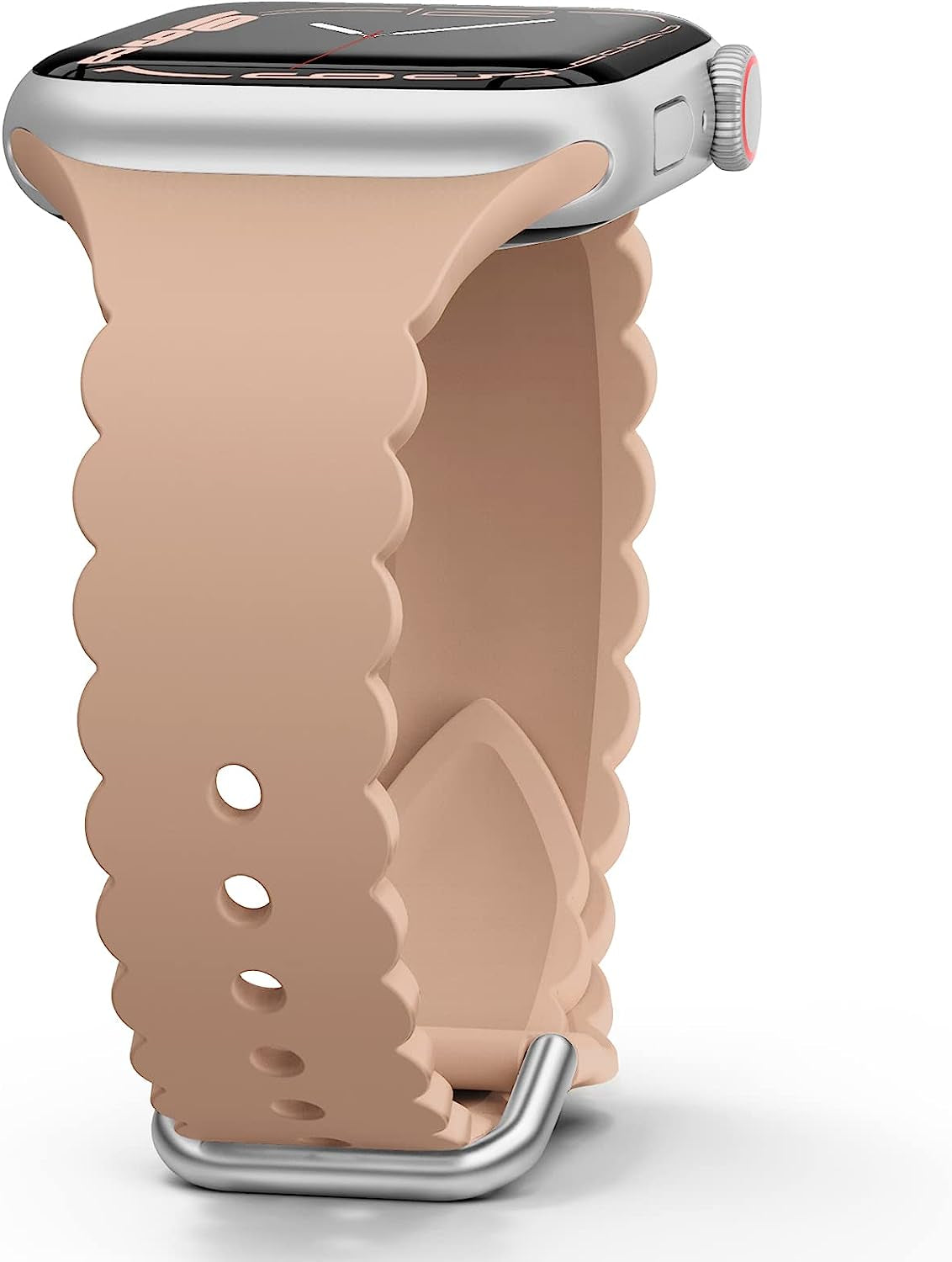 Sunnywoo Lace Silicone Band Compatible with Apple Watch Bands 38Mm 40Mm 41Mm 44Mm 42Mm 45Mm 49Mm, Women Soft Sport Strap Wristband Replacement for Iwatch Series Ultra 8 SE 7 6 5 4 3 2 1  Sunnywoo Milk Tea 42/44/45/49mm 