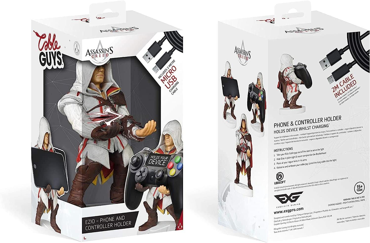 Cableguys Assassin'S Creed Ezio Gaming Figure - Accessory Stand for Controller or Smartphone - USB Cable Included - 20 Cm  Exquisite Gaming   