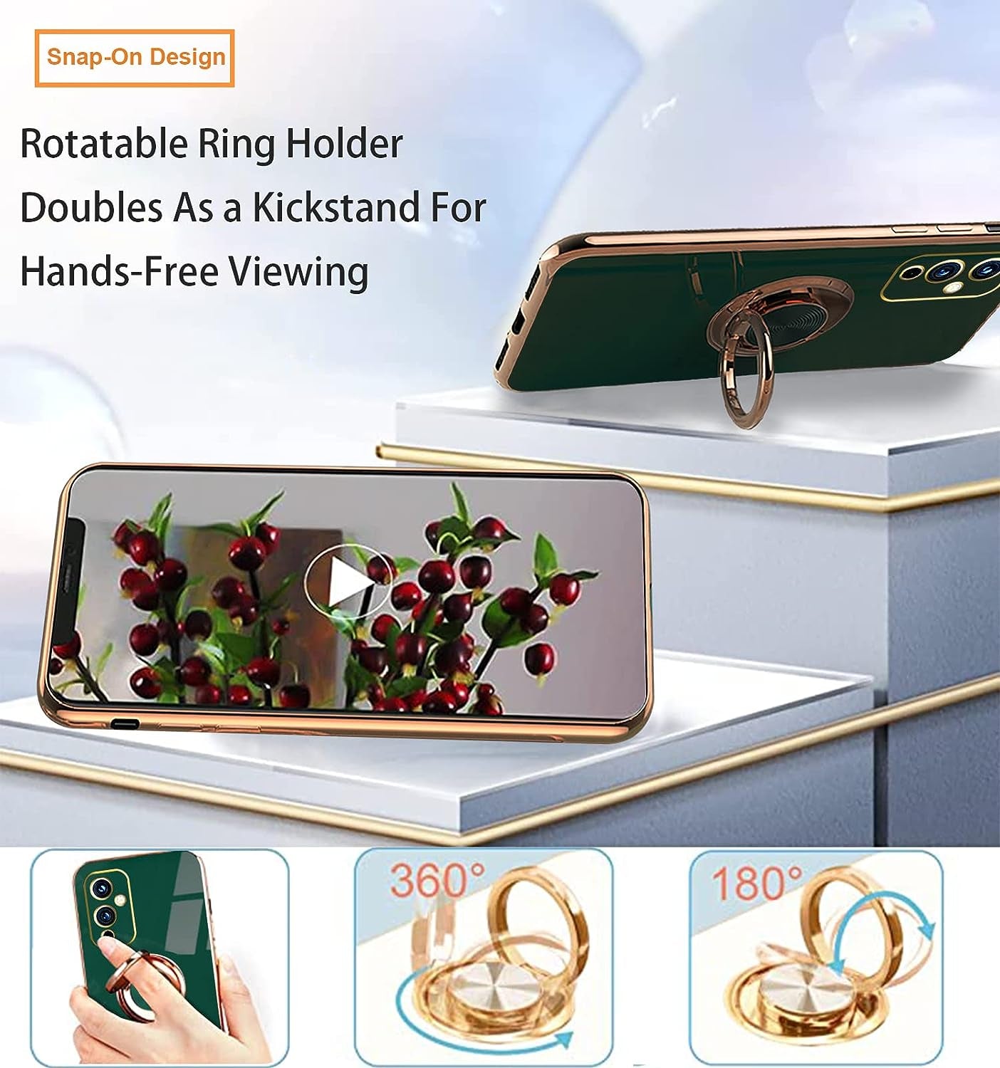 Jancyu Compatible with Oneplus 9 Case, Phone Case for One plus 9 Cute Silicone Protective Fundas with 360 Degrees Magnetic Life Holder Bracket Mobile Caver (Dark Green)  Jancyu   