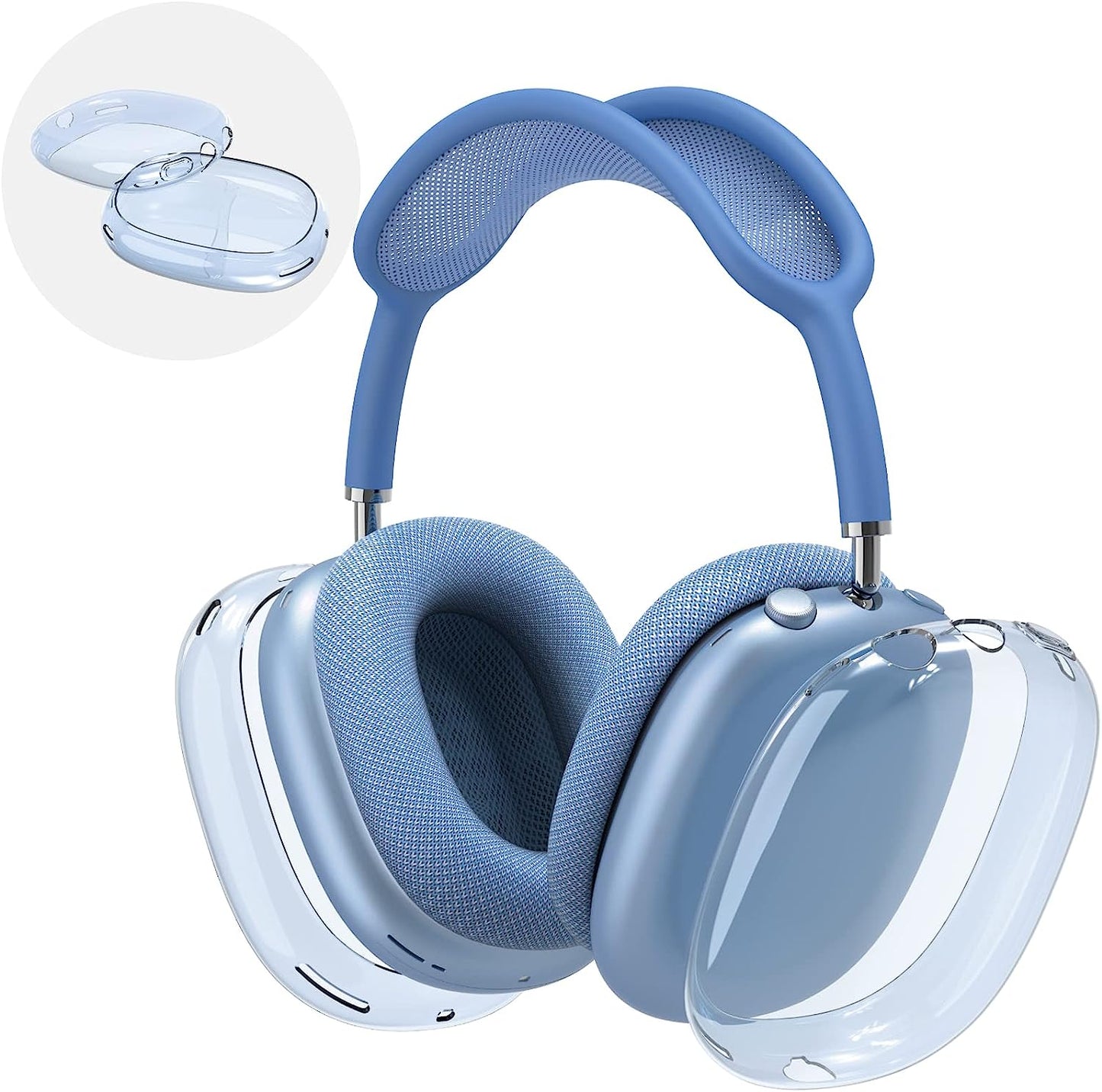 Clear Airpods Max Case,Soft TPU Case for Apple Airpods Max Skin Anti-Scratch Accessories,No Yellowing Transparent Airpods Max Case Cover(Clear)  Inesore Blue  