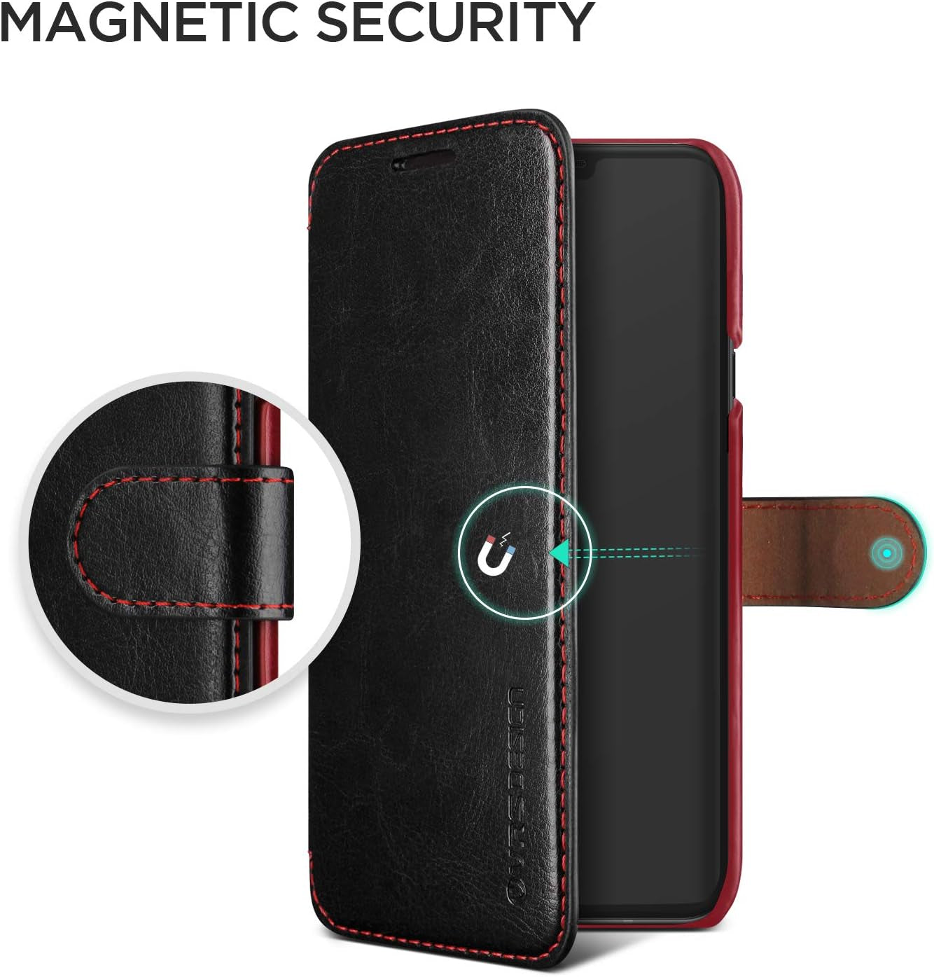 VRS DESIGN LG V40 Case, [Black] Drop Protection Cover Classy Slim Premium PU Leather Wallet [Layered Dandy] ID Credit Card Slot Holder Compatible with LG V40 (2018)  VRS DESIGN   