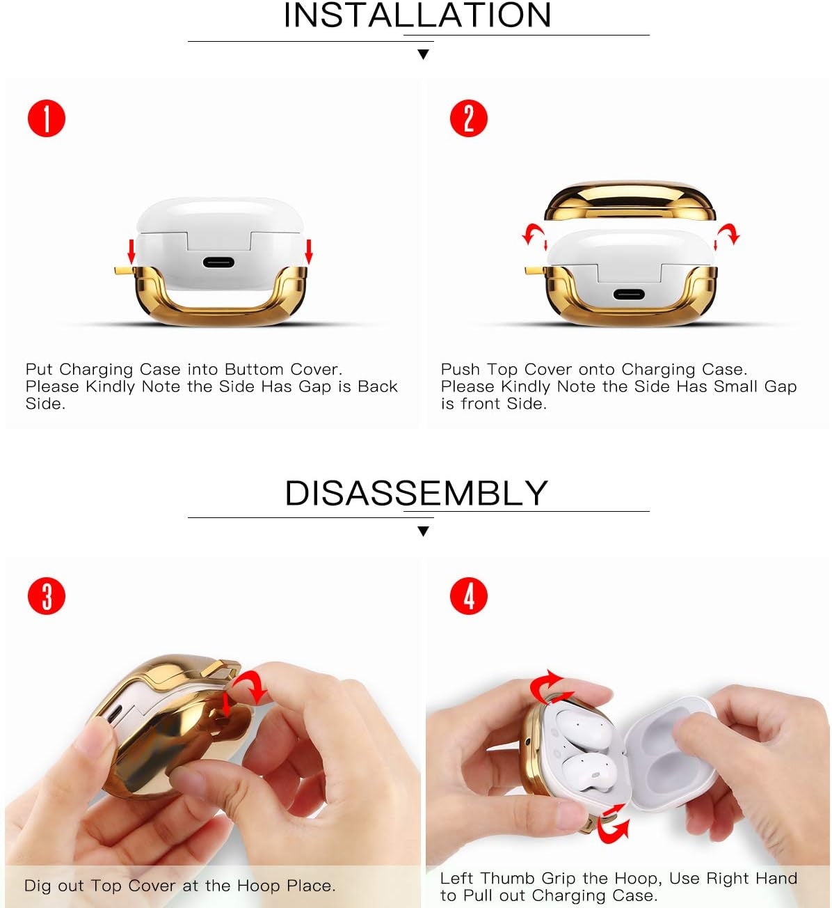 YOMPLOW Case Compatible with Samsung Galaxy Buds Live/Buds Pro - 2021 Hard Carrying Case Protective Wireless Charging Cover Skin with Keychain for Women&Girls (Purple Gold Marble)  Hansont Inc   