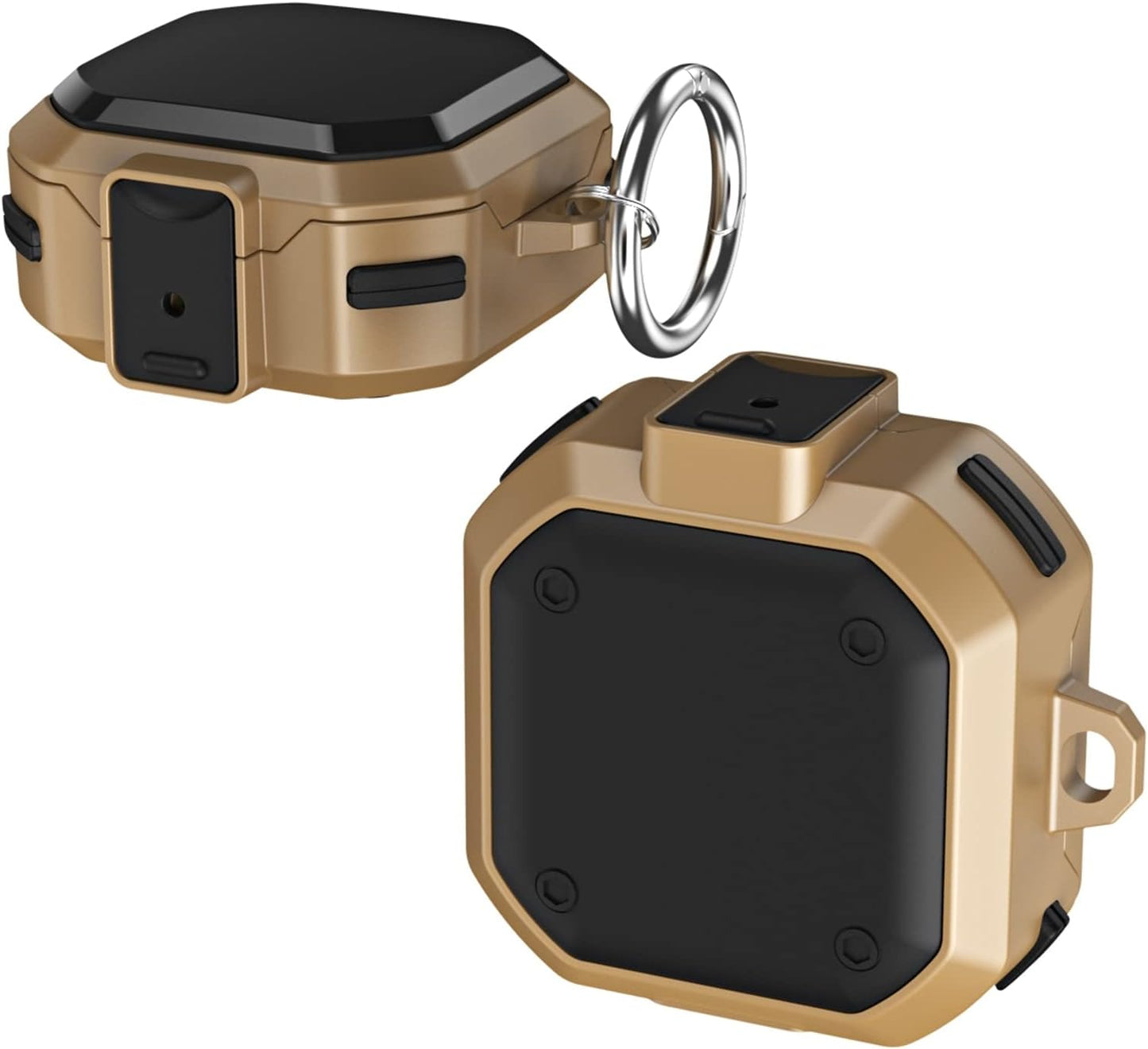 CASEVERSE Cases for Samsung Galaxy Buds2 Pro/Buds 2/Buds Pro/Buds Live with Lock, Cool PC Armor Series Shockproof Cover with Keychain for Boys Teens  CASEVERSE Brown  