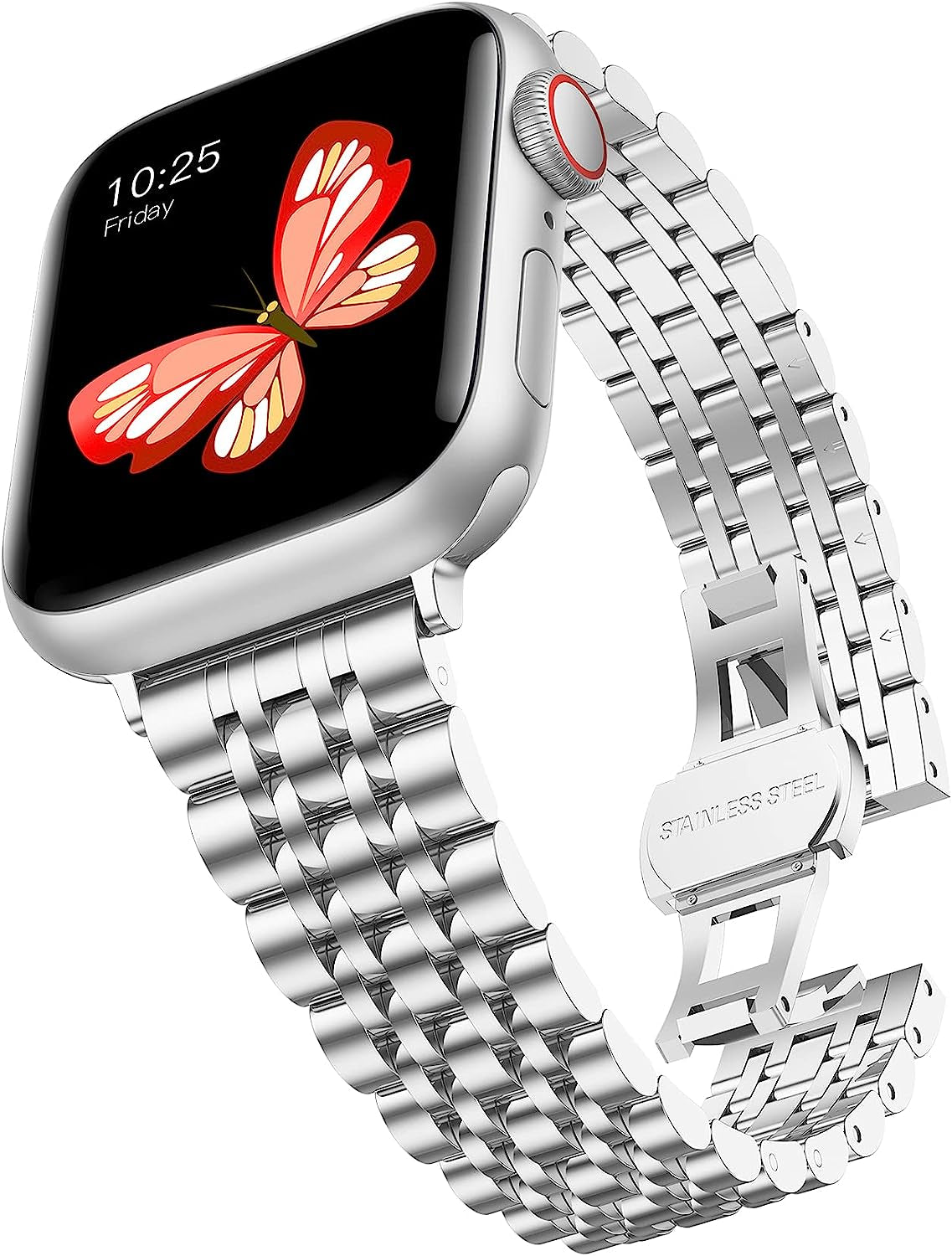 Baozai Thin Band Compatible with Apple Watch Band 49Mm 45Mm 44Mm 41Mm 40Mm, Women Slim Stainless Steel Metal Wristband for Apple Watch Series 8/7/6/5/4/Se/Ultra  baozai Silver 38/40/41mm (5.7"-8.3") 