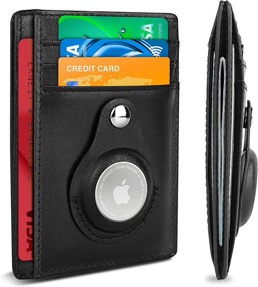 Slim Airtag Wallet for Men: Minimalist Air Tag Wallet Case with RFID Blocking, Front Pocket Credit Card Holder with ID Window, Alpha Wallet with Giftbox Packaging, Gift for Boyfriend, Husband, and Father  Kewya   