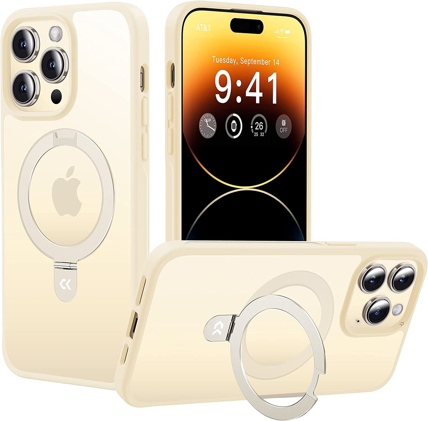 CASEKOO Iphone 14 Pro Magnetic Case with Stand - Beige, Magsafe & Military Drop Protection, Slim & Shockproof, 6.1 Inch  CASEKOO   