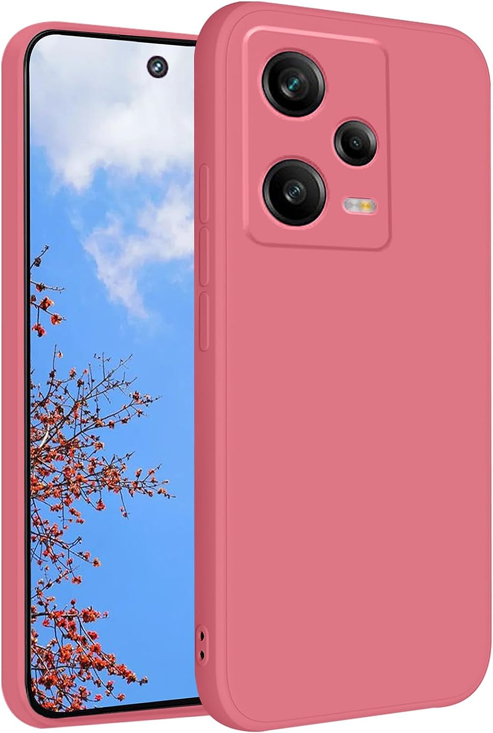 Yarxiawin Compatible with Xiaomi Redmi Note 12 Pro Case Silicone Purple, Xiaomi Redmi Note 12 Pro Phone Case Silicone Soft Thin Case Anti-Fingerprint Shockproof Cover (Black)  Yarxiawin Camellia Red  