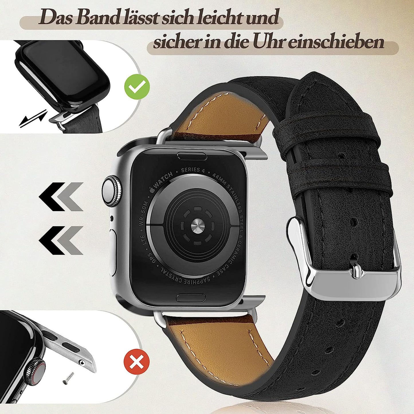 YUETUOL Compatible with Apple Watch Band Leather Replacement Band Strap Men Women Compatible with Apple Watch Ultra SE2 SE Series 8 7 6 5 4 3 2 1 / 38Mm 40Mm 41Mm 42Mm 44Mm 45Mm 49Mm  YUETUOL   