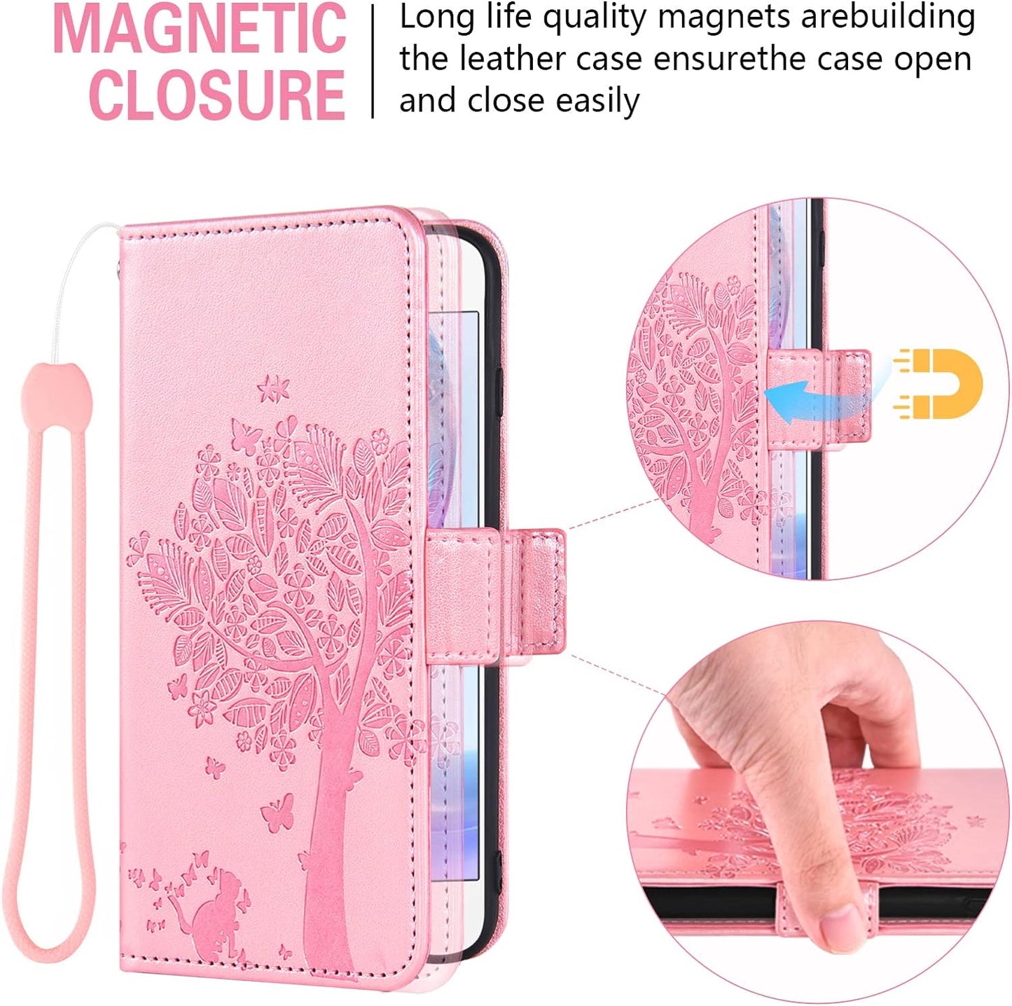 Asuwish Compatible with LG V35 Thinq V30 plus Wallet Case and Tempered Glass Screen Protector Flip Wrist Strap Card Holder Cell Phone Cover for LGV30 LGV35 LG30 LG35 V 30 35 V30+ V30S H931 Rose Gold  Asuwish   