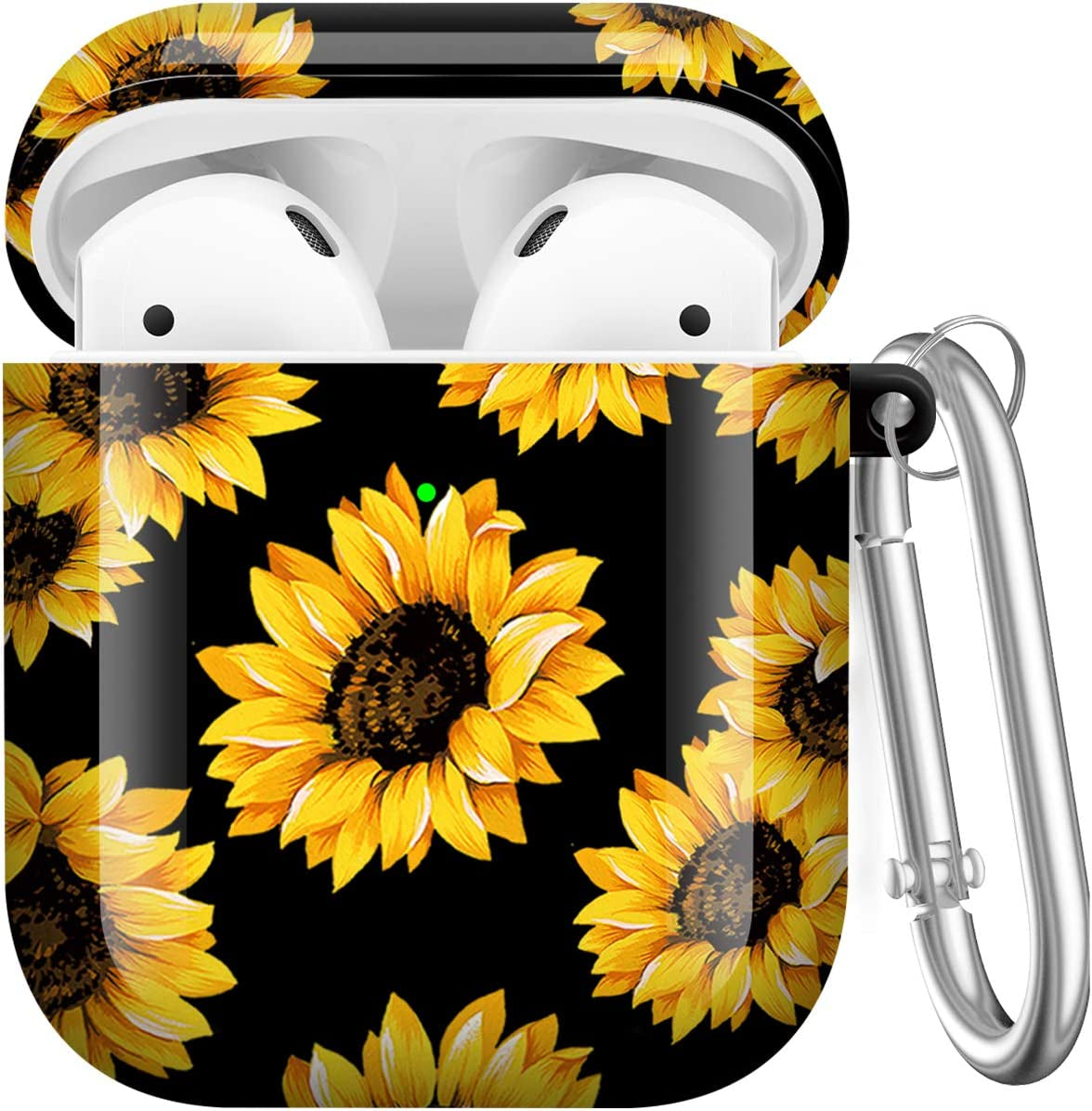 Maxjoy Compatible Airpods Case Cover, Leopard Print Case for Women Men Cute Air Pod 2 Hard Shell Protective Cover with Keychain Compatible with Apple Airpods Charging Case 2&1  Maxjoy Yellow + Black  