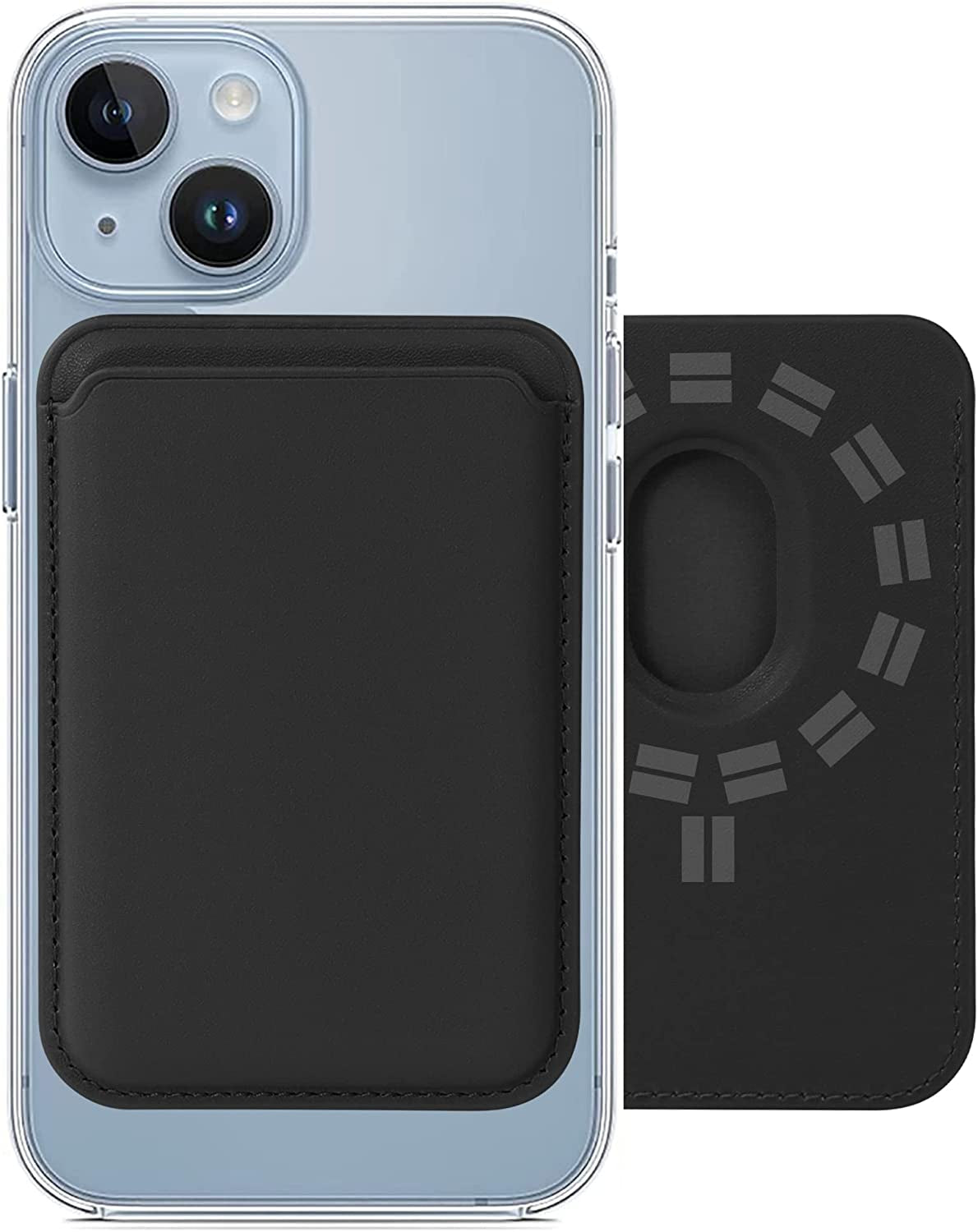 COMWINN Mag Safe Wallet with Double-Row Magnets - Minimalism Leather Mag Safe Card Holder - Slim Magnetic Wallet for Iphone 14/13/12 Series Model and Magsafe Case - Max Fit 3 Cards Black  COMWINN   